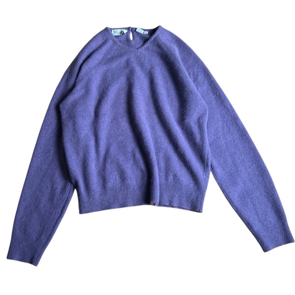 Oscar De La Renta Lambwool Angora Blend Cropped Open Front Cardigan Medium